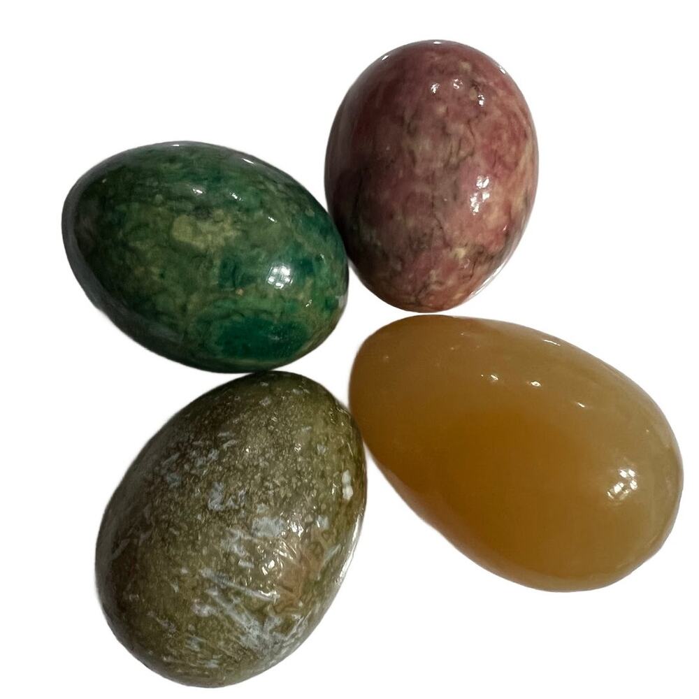 VTG Set of 4 Natural Stone Healing Easter Eggs Assorted Colors